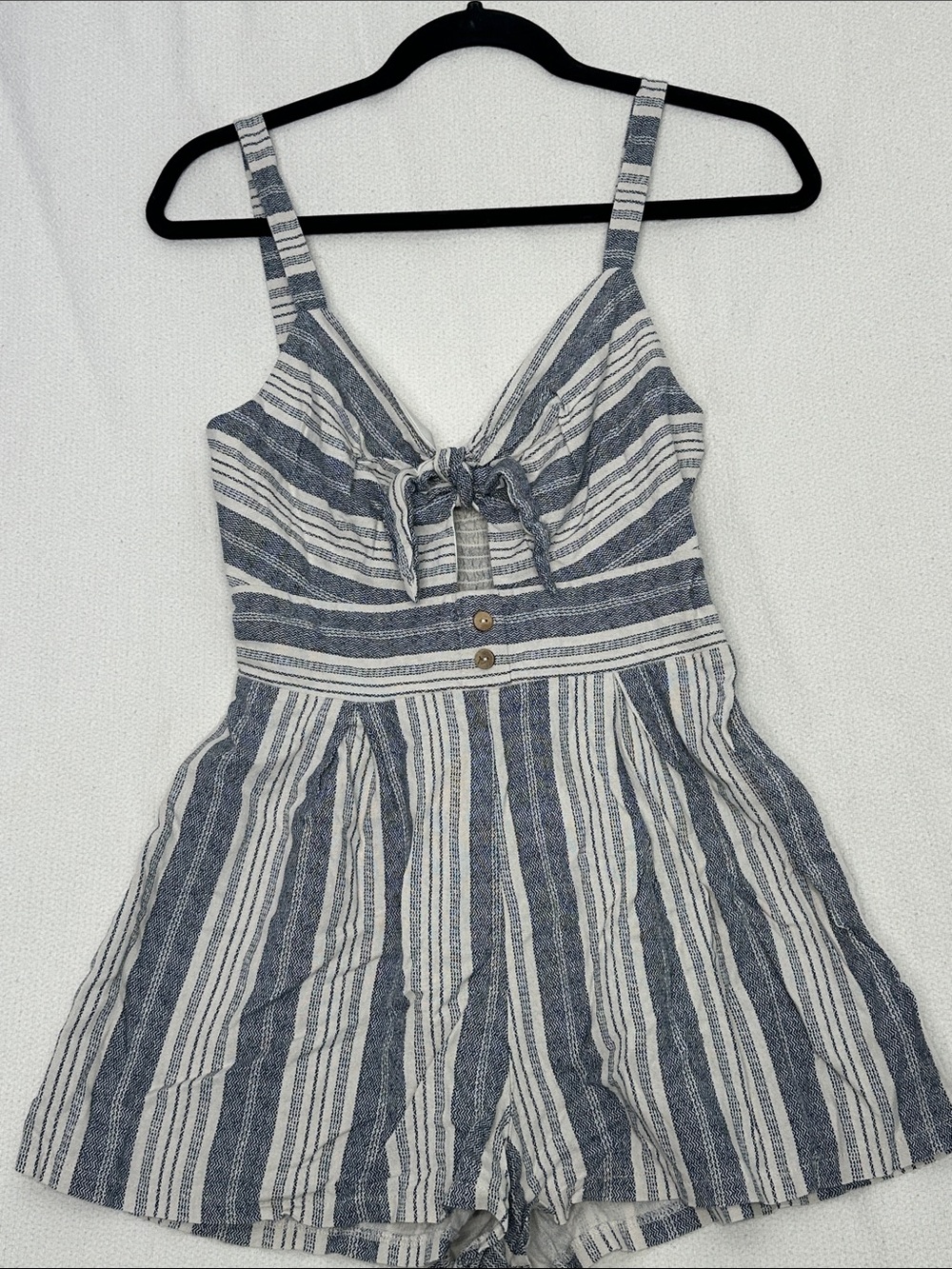 Lily Rose Blue & White Striped Tie-Front Mini Romper